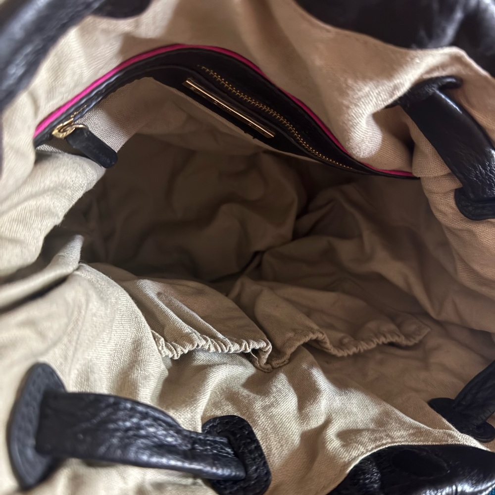 Elliott Lucca Black Leather Bucket Boho Bag - Picture 5 of 6